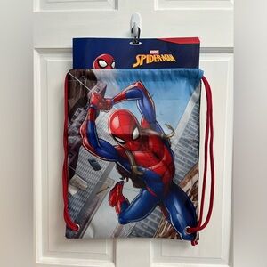DISNEY NWT Marvel Spiderman Drawstring Backpack Red Straps BRAND NEW